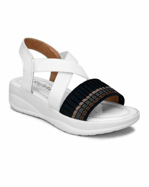 Stefens White Casual Sandal For Kids Girl's