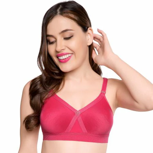 TRYLO ALPA WOMEN'S HOSIERY COTTON NON-PADDED NON-WIRED MOLDED FULL COVERAGE BRA ALPA Pink 38D