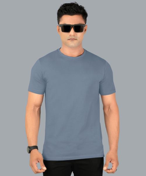 Grey Box Men Grey Pure Cotton Solid Round Neck T-Shirt (M)