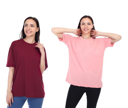 LIANIA Plain Oversized Round Neck T-Shirt Combo for Woman