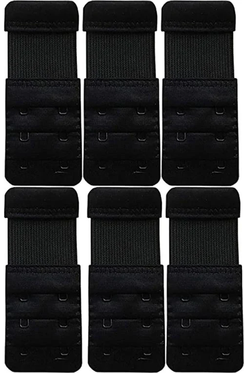 Cup’s-In Black Self Design Cotton Pack of 6 Bra Extender
