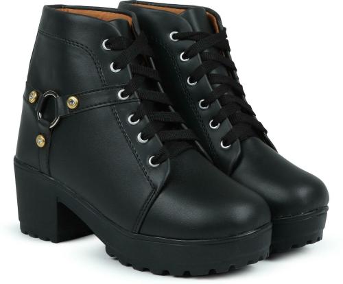Himquen Black Causal Boots for Women