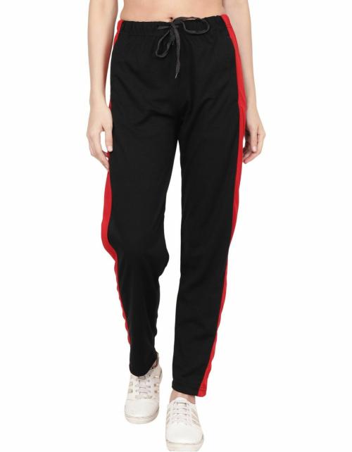Women Solid Black Track Pants