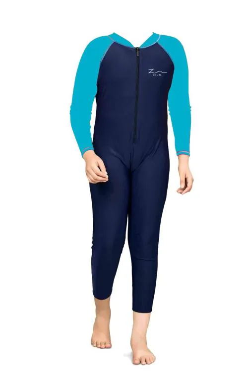 ZIUM Boys 4 Way Lycra Swimsuit Cum Diving Suit (11-12, Navy Tblue)