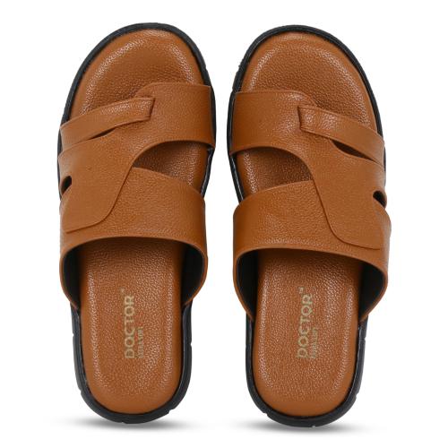 DOCTOR EXTRA SOFT Tan Ortho Care Orthopedic Diabetic Comfortable Dr Sole Footwear Daily Use Casual Traditional Latest Black Cushioned Stylish Chappal-Sandals-Slippers for Men's-Gents-Boy's A-03