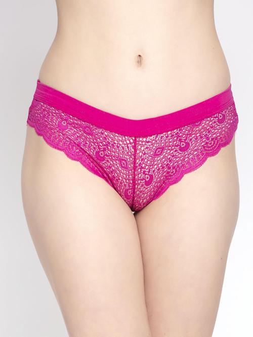 Buy Prettycat Women Pink Lace Bikini Panty (M) Online at Best Prices in
