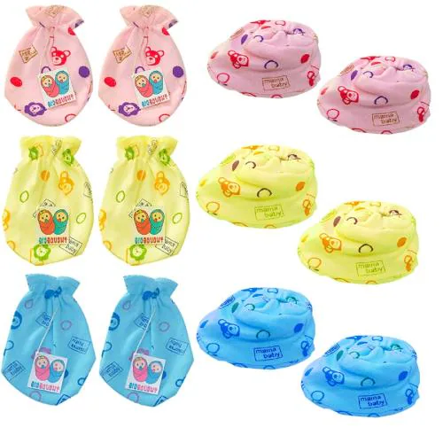 BIGBOUGHT Baby Boy and Baby Girl Mittens and Booties Combo Pack, 3 (Multicolor)