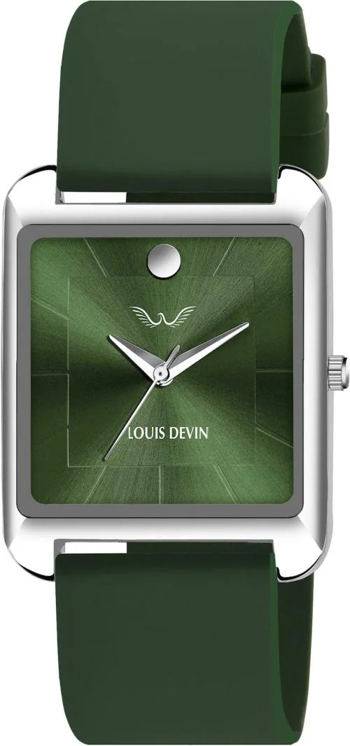 Louis Devin Green Silicone Strap Analog Wrist Watch for Men (Green Dial) | LD-G057SLC-GRN