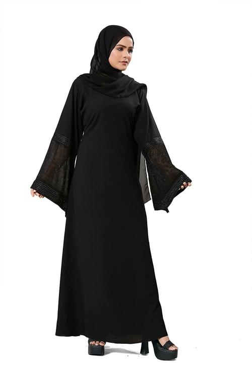 KHADIJA FASHION Women Black Abaya with Hijab (XXL)