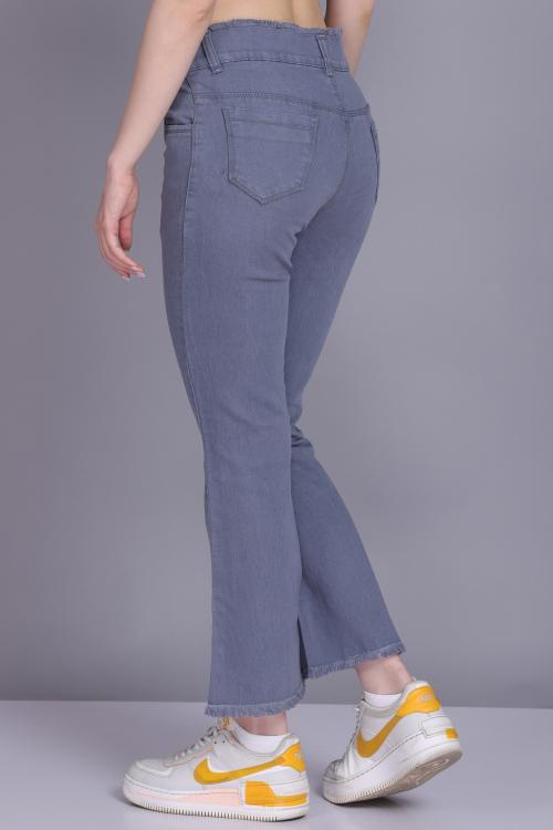 Madvin Women Boot-Leg High Rise Jeans Grey