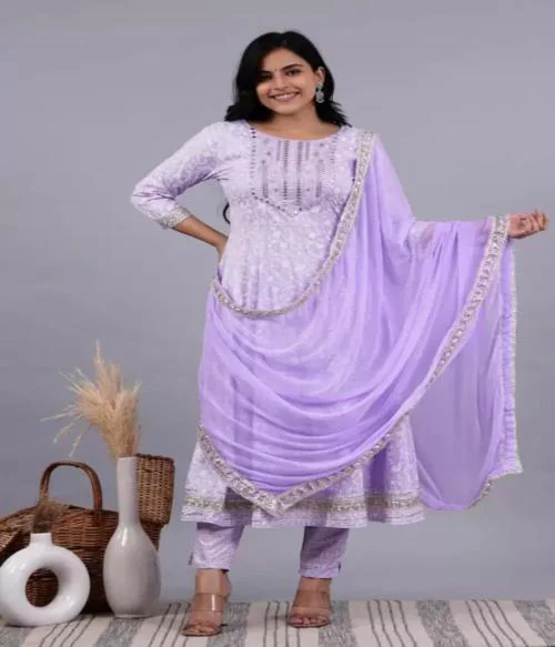 PURPLE KURTA PANT DUPATTA SET EMBROIDERED SUIT SET WOMEN intelligence overview