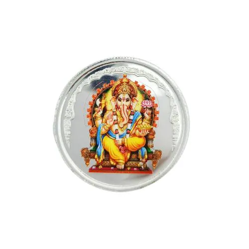 SilverSpot Jewel 999 Silver Purity 10grams Best Wishes Lord Ganesha Embossed with Matt Finish Coin