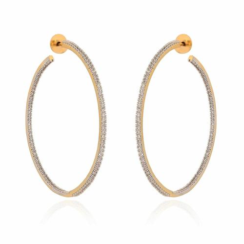 Ratnavali Jewels Rose Gold Plated Round Hoop Bali Earrings White for Women, Girls