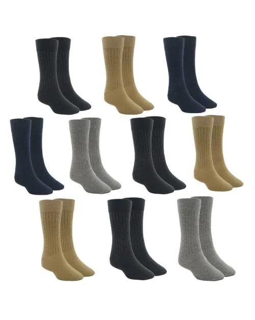 B & B BUTTONS & BOWS 3500 Cotton Unisex Formal Socks Full Length/Crew Length/Calf Length Socks-Free Size/Premium Elastic for Superior Grip/Super Soft Premium Cotton Fabric-10 Pair