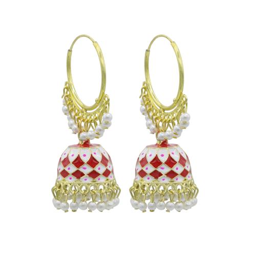 Asmitta Jewellery Gold toned Enamelled Jhumki Earring For women