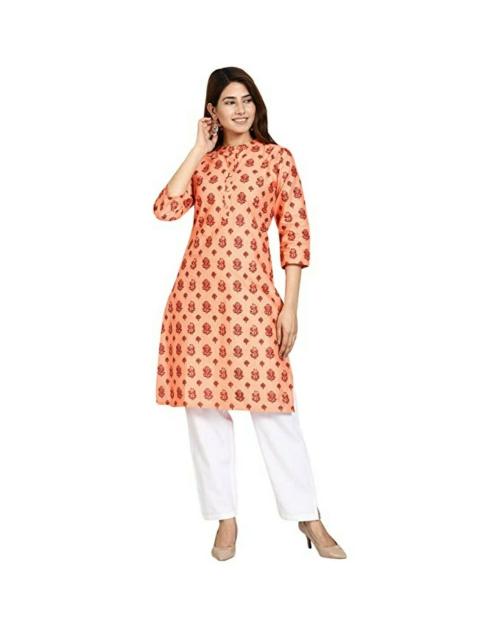 Buy Aroopa Women Peach Solid Cotton Kurti Online at Best Prices in ...