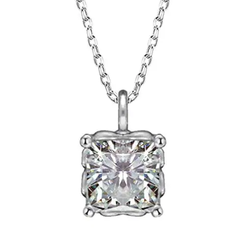 Giva Sterling Silver Zircon Square Pendant With Link Chain For Women