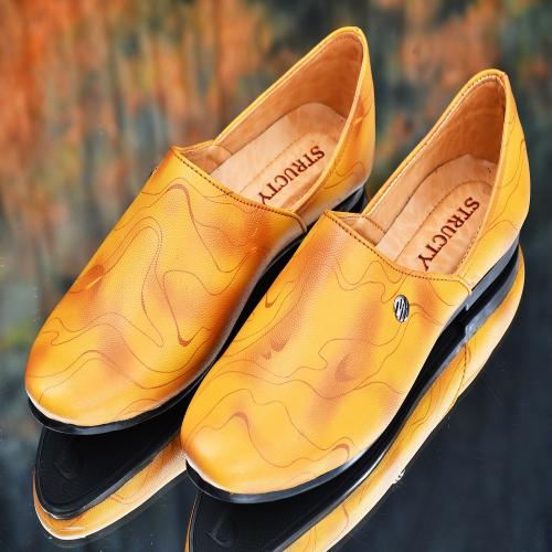 STRUCTY Men's Yellow Synthetic Slip-on Smartfit and Comfortable Mojaris
