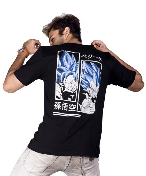 Quco Cotton Casual Round Neck Tshirt for Men - Graphic Print at the backside, Black