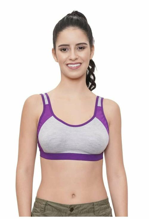FEMULA Purple Cotton Lycra Sports Bra - 36
