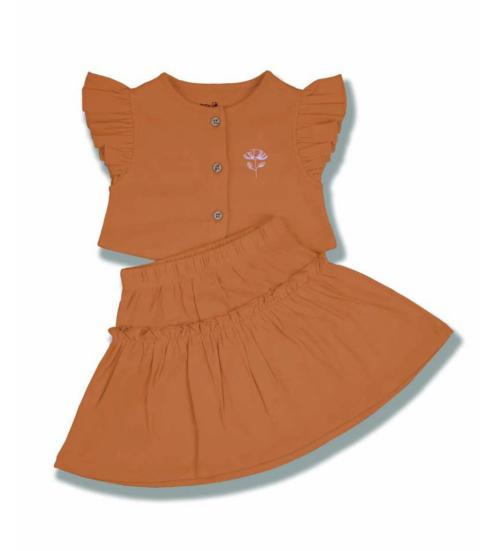 KITEX Baby Girls Shortsleeve Knee length Top & Skirt Orange 22063G