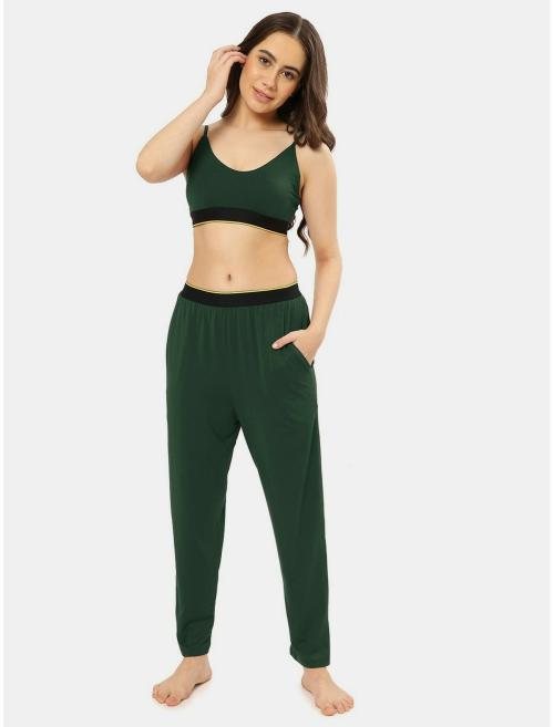 Bummer Women Green Solid Modal Palms 24/7Bralette For Women