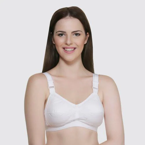 Yana Women White Cotton Blend Full Coverage Non Padded Bra (36B)