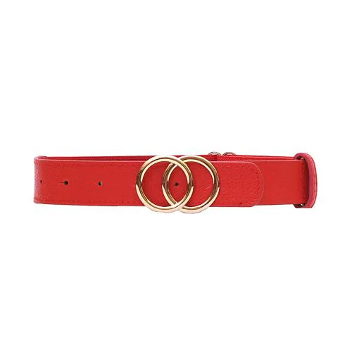 REDHORNSDouble Ring Design Women's Elastic Waist Belt For Dresses - Red