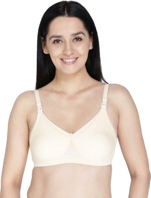 Anoma Beige Solid Cotton Blend Maternity Bra (34D)