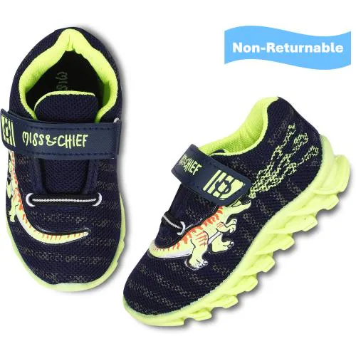 SMARTOTS Kids Dailywear Dinosaur Print Light Green Navy Casual Velcro Sneakers for 15 Months to 4 Years Boys and Girls, Toddler, Babies