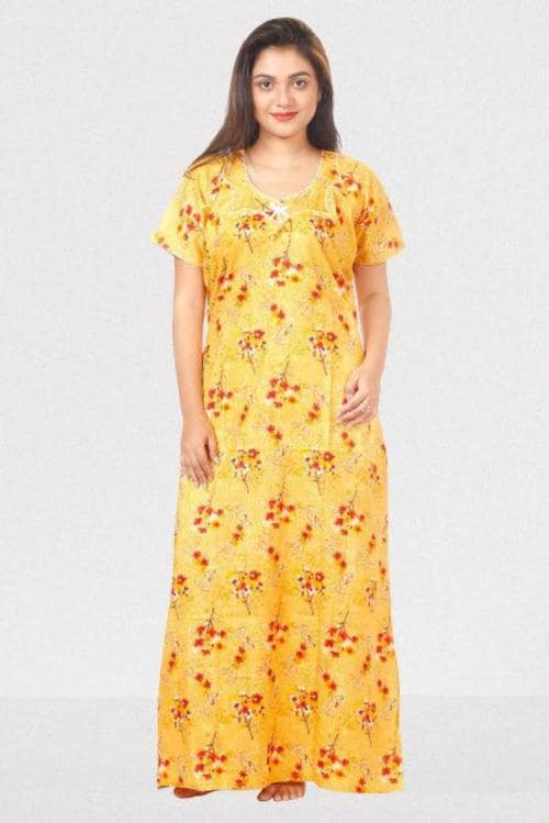 Casual Look Women Nighty (Yellow)