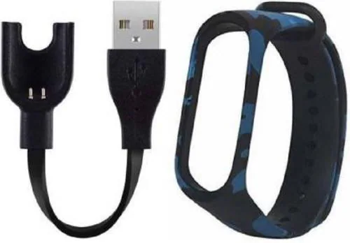 Askovid Grey And Black Fitness Band Charger Usb Cable And Band Strap Combo Pack of 2