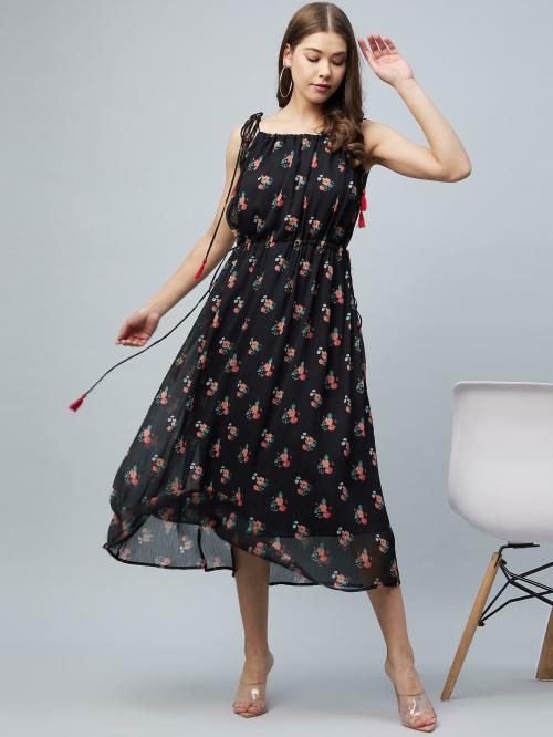 StyleStone Women Black Floral Dress