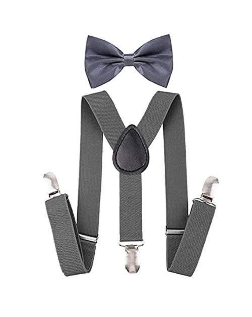 Accery Grey Kids Suspender and Bow