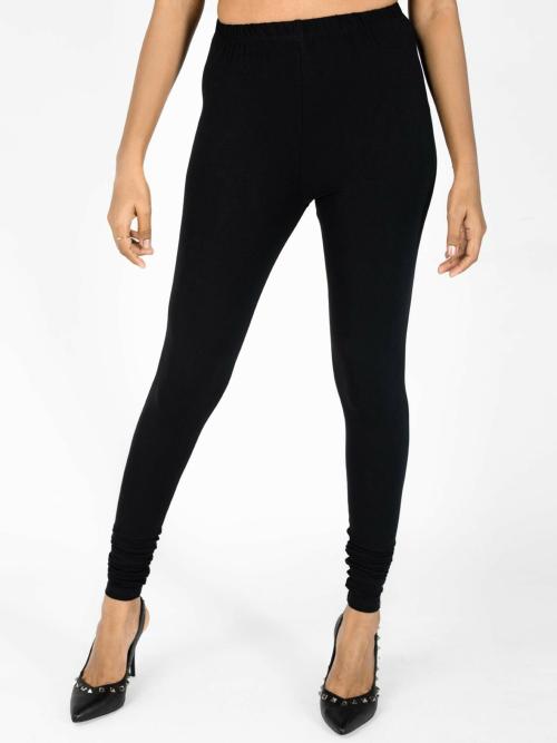 Buy Indian Flower Women Black Solid Churidar Western Wear Legging
