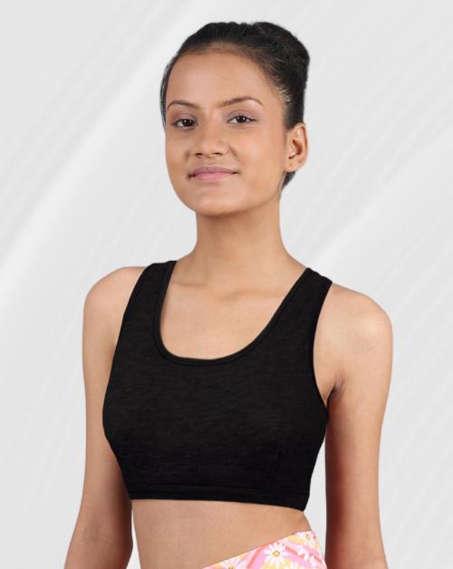 Dchica Girls Plain Black Uniform/Sports Bra For Teenagers