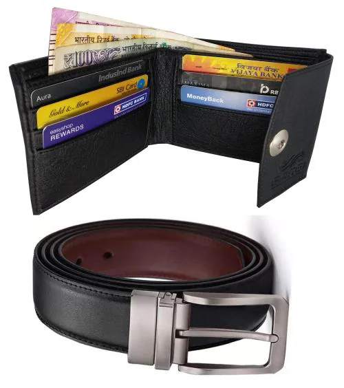GARGI Men' Belt Wallet Combo' Gift Set