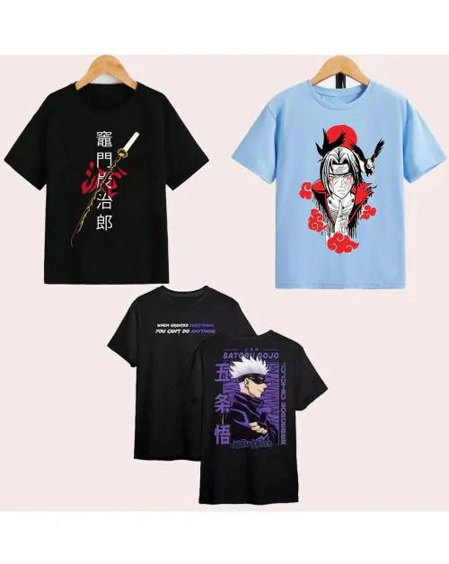 Gudpig Boys Anime Printed Tshirt (Pack of 3)