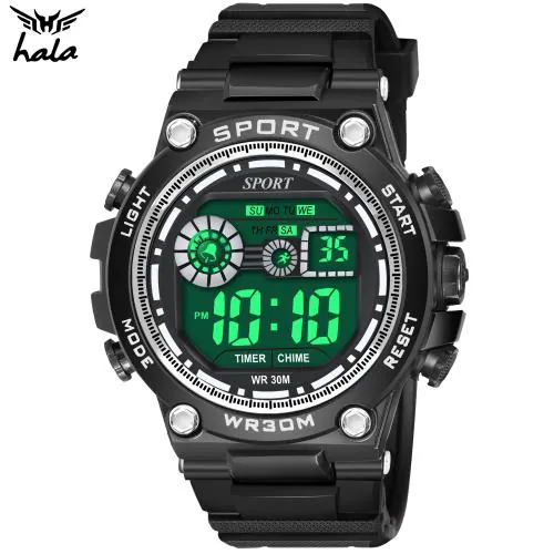 hala Multi-Function Sports Cool Style Digital Watch - For Men HL-1051-Silver Premium Looks Sports