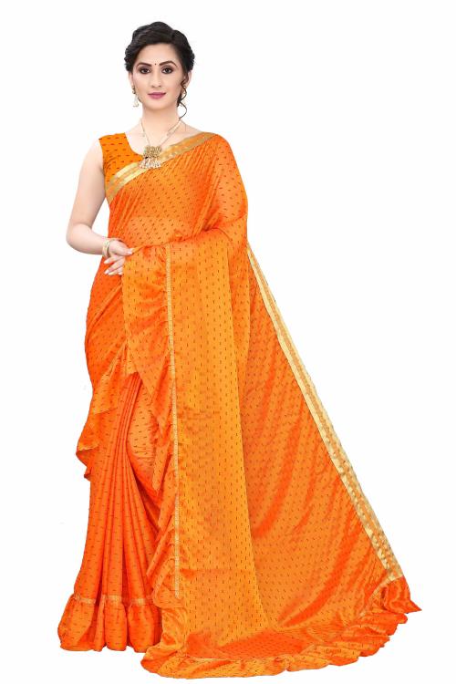 Aldwych Mustard Designer Georgette Ruffle Saree