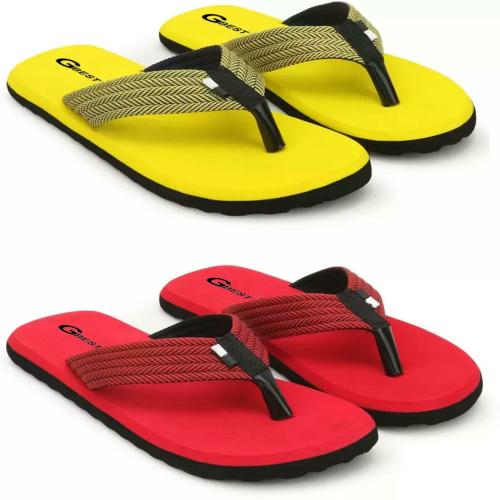 G Best Unisex Casual Flip-flops (Red, Yellow)