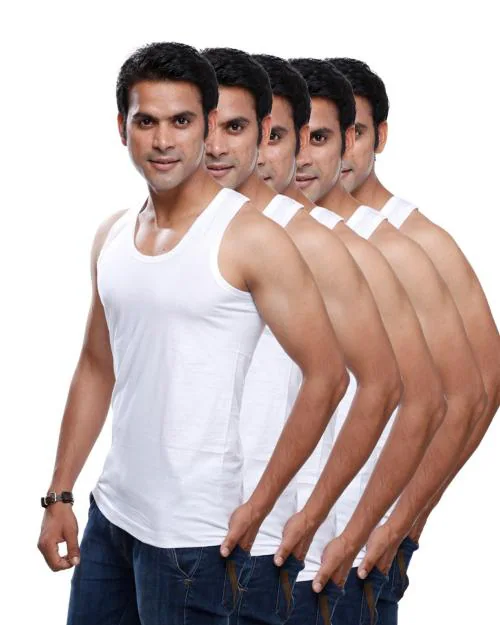 CIVIS Men's Cotton Vest (White) Pack of 5 White Men Vest
