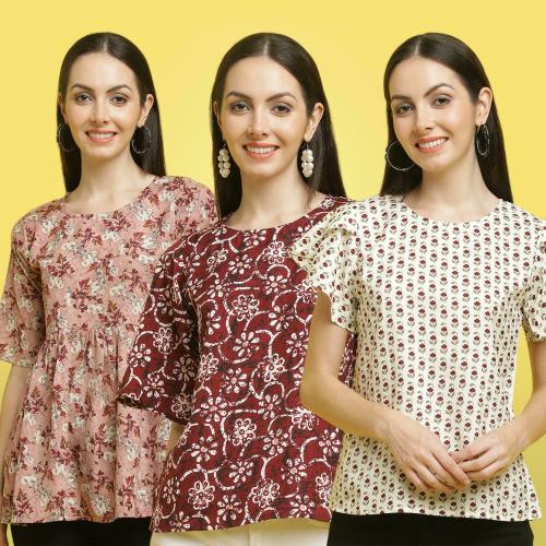 Poshyaa Tops for women western wear party wear tops for women crepe stylish combo pack 3 s to xl size