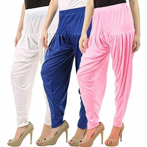 Buy That Trendz Women Multicolor Solid Cotton Viscose Lycra Patiala Pants (Pack of 3)