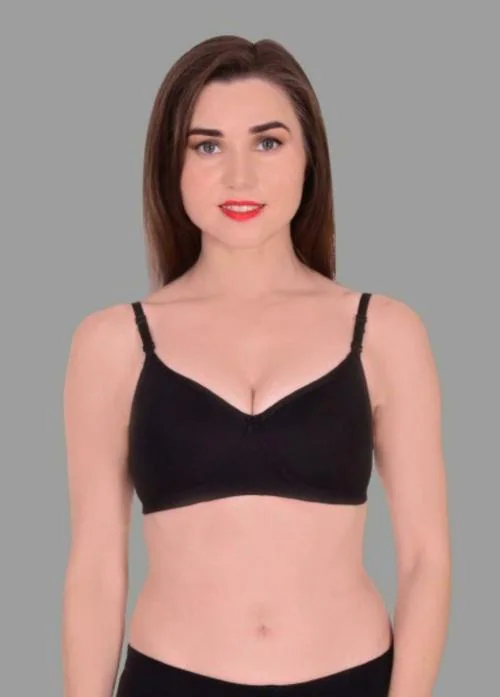 BYGROW Black Lightly Padded Cotton Blend T-Shirt Bra (Size 30 B)