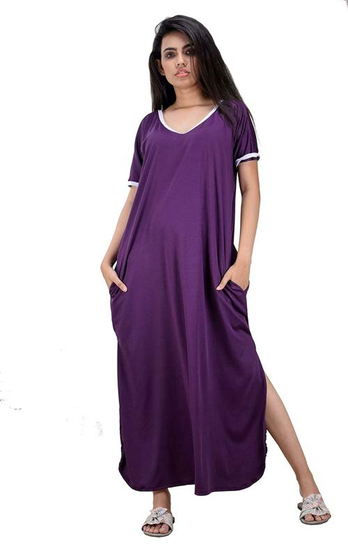 CLYMAA Women Purple Spandex Nighty (XXXL)