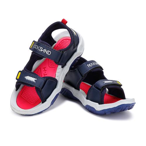 CAMRO Rockstar-01 Text Printed Velcro EVA Black Casual Sandals for Running & Walking for Boy's