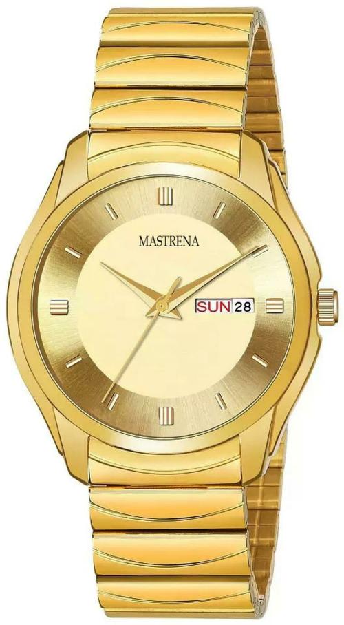 Mastrena Analog Watch Gold Dial And Strap For Men (MSG2737)