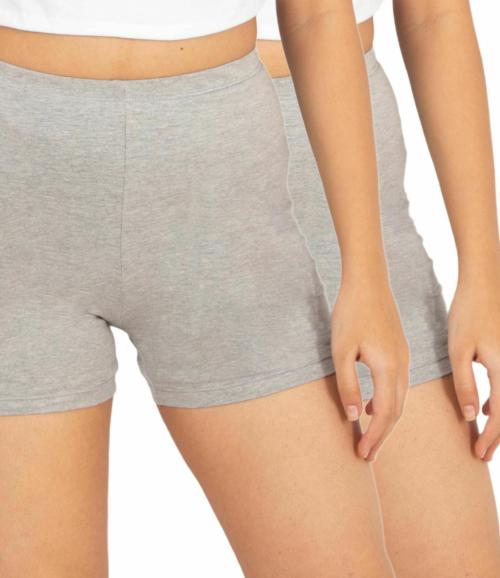 Adira | Short Shorts For Under Dresses | Shorts For Women| Women Tights Shorts | Soft & Comfy, Knitted Stretchy Fabric | Perfect Length To Wear Under Dress | Pack Of 2 | Grey | XS