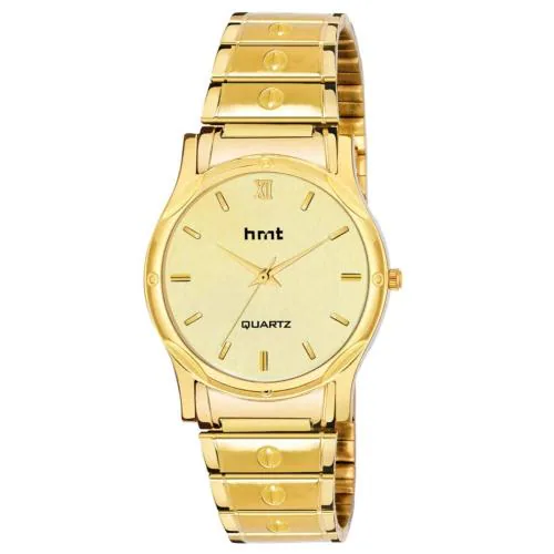 hrnt Analog Gold Dial and Strap Watch for Men (HMTG-G9012)